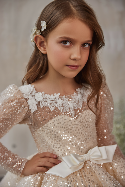 Pentelei Couture Evelina Sequin Bloom Girls Dress