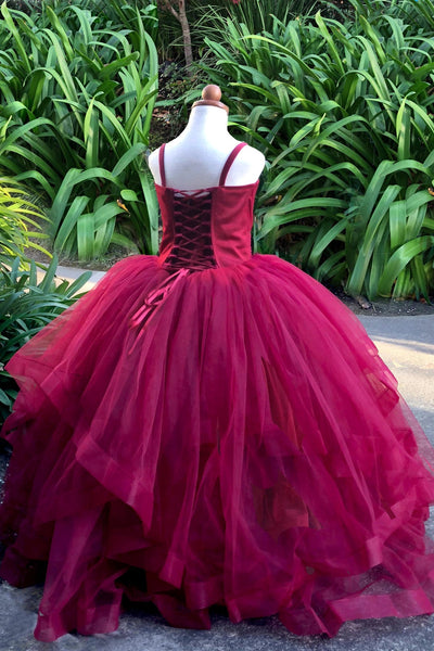 Satin Tulle Flower Girl Pageant Communion Gown Baby Birthday Dress