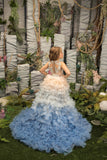 Stunning Flower Girl Party Pageant Ruffled Hi Lo Dress Detachable Train