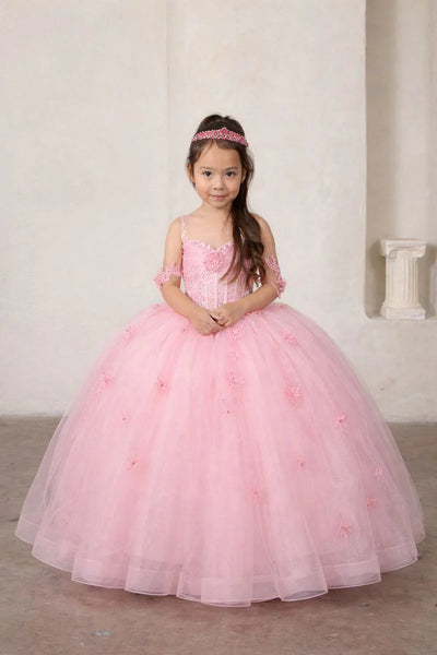 Amaris Glitter Princess Dress – Girls Fuchsia Ball Gown