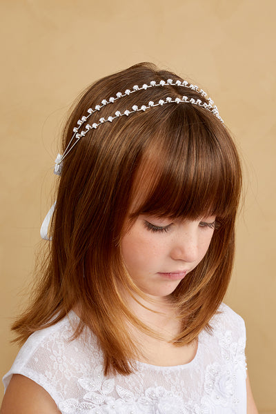 Girls Silver Crystal Vine Headband Special Occasion