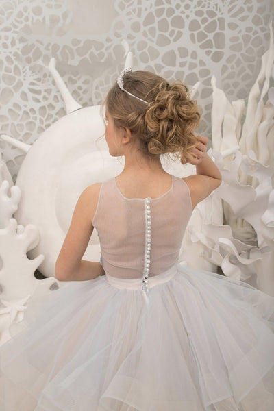 Tulle Flower Girl Dress Birthday Party Girl Special Occasion Gown 3D Flowers