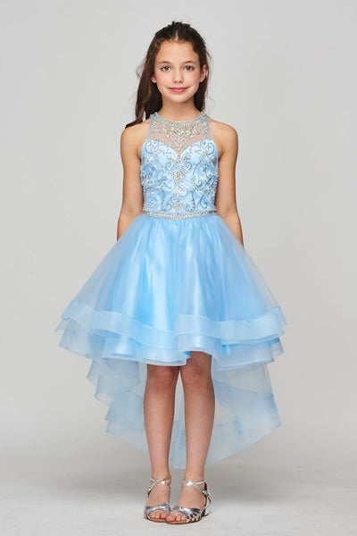 Tulle Sweetheart Neckline Beaded Girl Pageant Party Hi Lo Dress