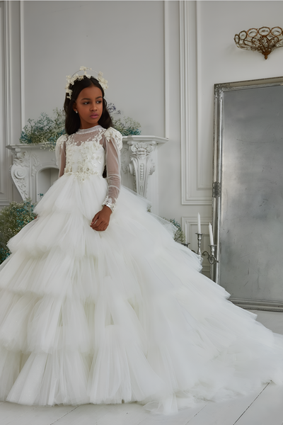Pentelei Couture Communion Gown – Elegant White Lace