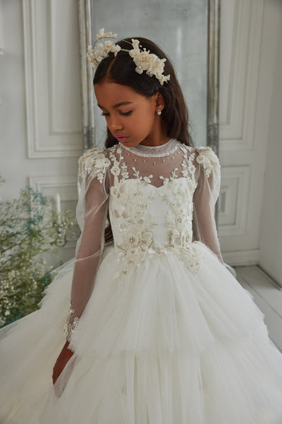Pentelei Couture Communion Gown – Elegant White Lace