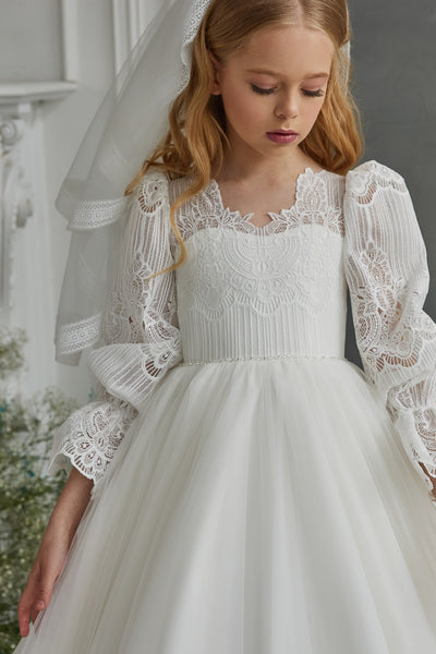 Pentelei Couture Communion Gown – Elegant Lace & Tulle Dress