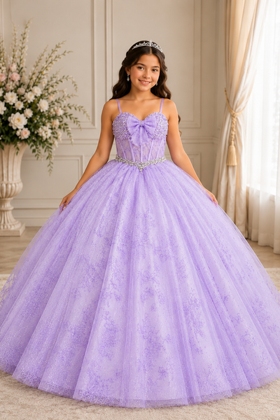 Girls Pageant Ball Gown with Bow | Princess Collection