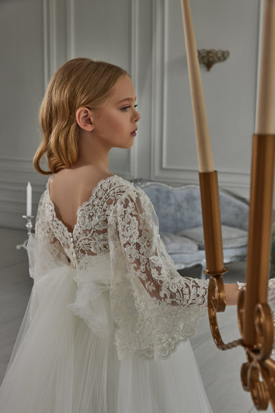 Pentelei Couture White Lace Communion & Special Occasion Gown