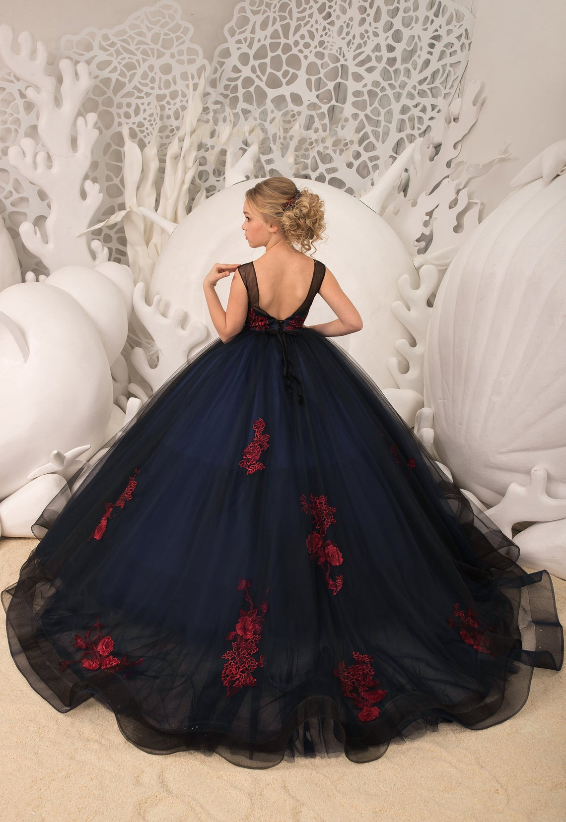 Pageant Tulle Flower Girl Gown Special Occasion Party Dress For Girls