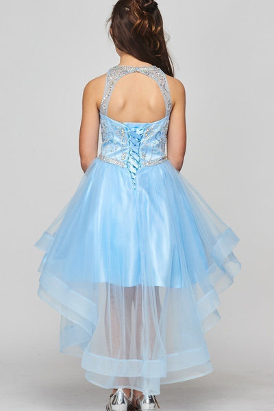 Tulle Sweetheart Neckline Beaded Girl Pageant Party Hi Lo Dress