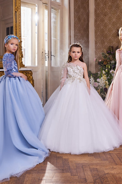 Pentelei Couture Girls Pageant Flower Girl Dress - Special Occasion