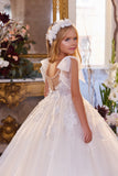 Pentelei Couture Ivory Lace Communion & Flower Girl Dress - Classic Elegance