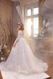 Pentelei Couture Lace Ball Gown for Kids – Long Sleeve Floral Appliqué Dress for Weddings