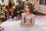 Pentelei Couture Ombre Tulle Gown for Girls with Floral Embellished Bodice
