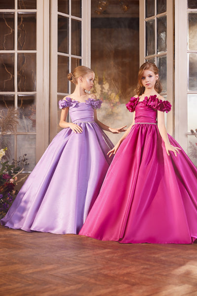 Pentelei Couture Girls Satin Pageant Dress – Perfect for Father-Daughter Dance