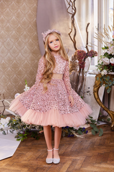 Pentelei Couture Sequin Knee-Length Dress – Available in Pink or Blue