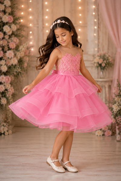 Fuchsia Floral Tulle Flower Girl Dress | Sparkle Collection