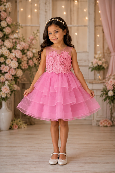 Fuchsia Floral Tulle Flower Girl Dress | Sparkle Collection