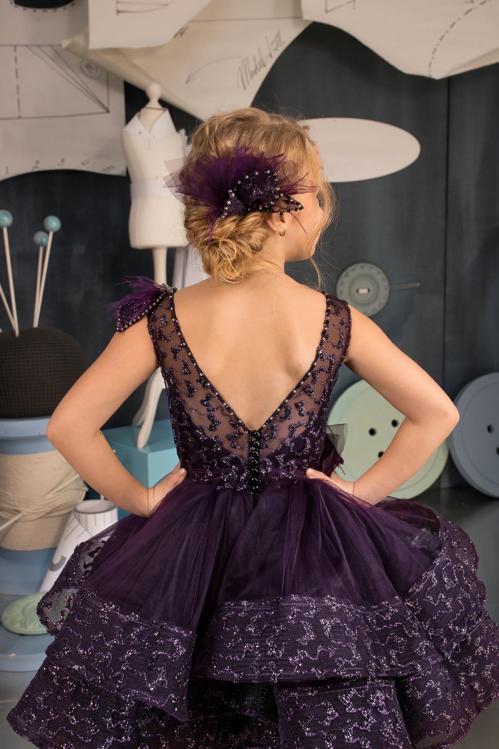 Couture Short Tulle Satin Taffeta Pageant Easter Wedding Flower Girl Party Dress