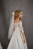 Girls Couture Satin Lace Off The Shoulder Communion Gown