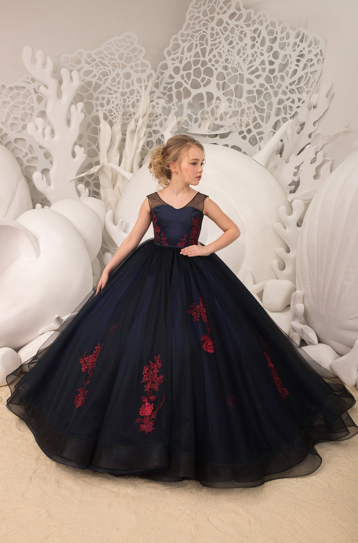 Pageant Tulle Flower Girl Gown Special Occasion Party Dress For Girls