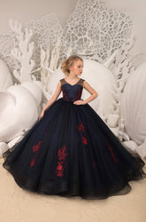 Pageant Tulle Flower Girl Gown Special Occasion Party Dress For Girls
