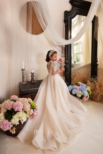 Pentelei Couture 3611 Flower Girl Floor Length Dress | Blush Kids