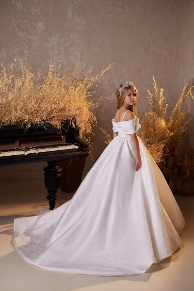 Pentelei Couture 3630 | Girls Off the Shoulder Communion Dress