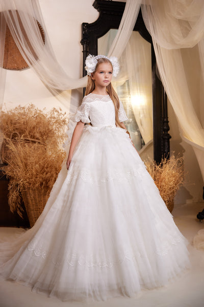 Evelina White Communion Gown – Classic Elegance by Pentelei Couture