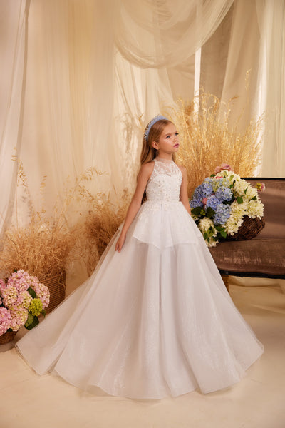 Kids Pageant Lace Tiered Dress | Pentelei Couture | Girls Special Event