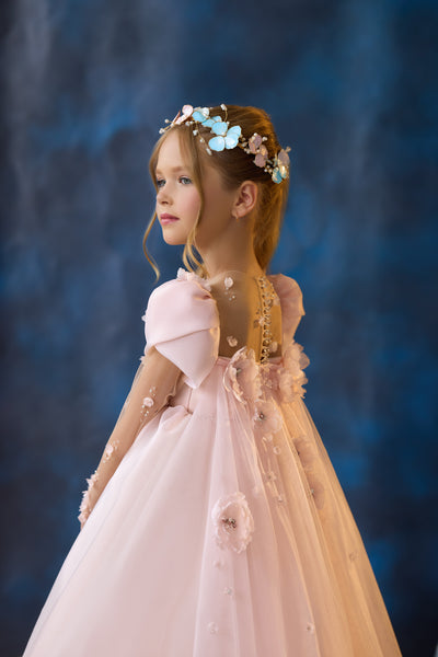 Fairytale Powder Pink & Blue Gown | Pentelei Couture | Flower Girl Pageant