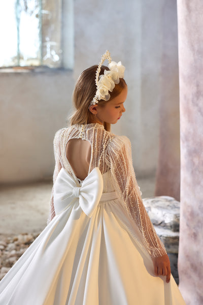Elegant Ivory Beaded Flower Girl Gown | Pentelei Couture | First Communion
