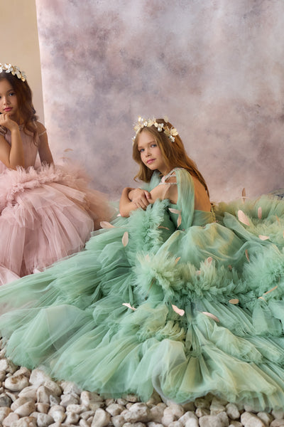 Whimsical Pink & Green Tulle Gown | Pentelei Couture | Pageant Dresses