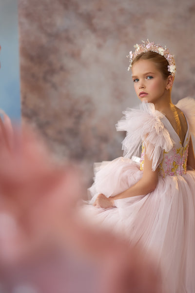 Enchanting Pink Ruffled Gown | Pentelei Couture | Flower Girl Dress