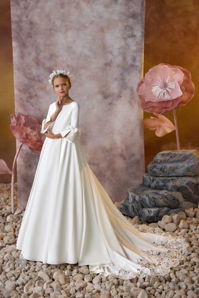 Communion Flower Girl Gown with Train | Pentelei Couture 3720
