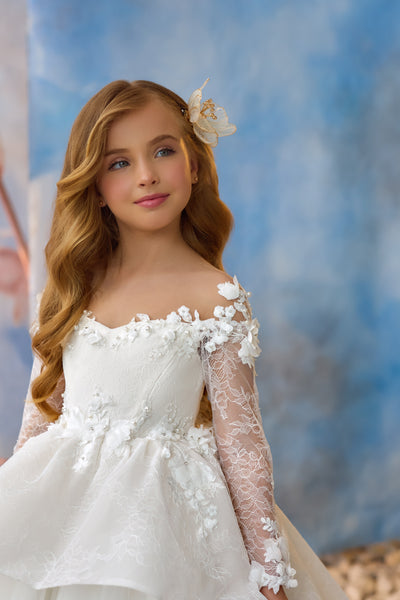 Breathtaking Ivory Girls Pageant Dress | Pentelei Couture | Communion Flower Girl