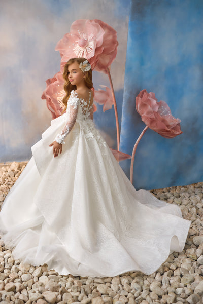 Breathtaking Ivory Girls Pageant Dress | Pentelei Couture | Communion Flower Girl