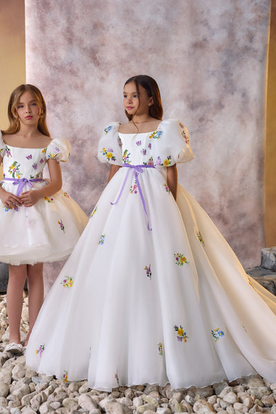 Enchanting Floral Embroidered Floor-Length Gown | Pentelei Couture | Father Daughter Dance