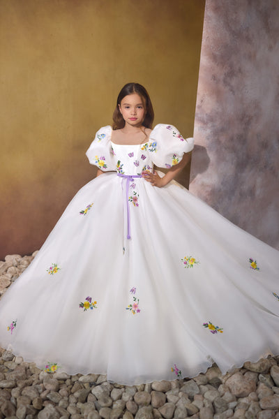 Enchanting Floral Embroidered Floor-Length Gown | Pentelei Couture | Father Daughter Dance