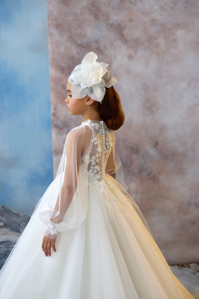 Ivory Floral Appliqué Girls Gown | Blush Kids | Communion Pageant Dress