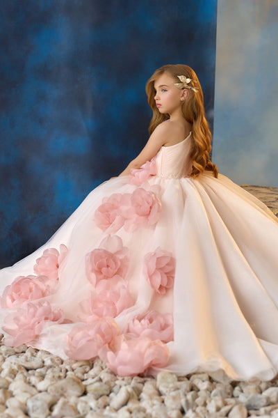 Dreamy Floral Embellished Flower Girls Gown | Pentelei Couture