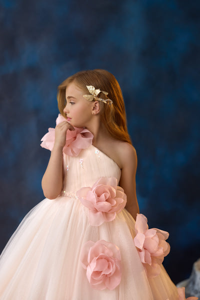 Dreamy Floral Embellished Flower Girls Gown | Pentelei Couture