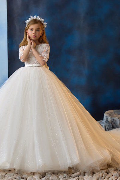 Ivory Cappuccino Flower Girl Gown | Pentelei Couture | Elegant Pageant Dress