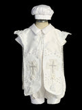 Traditional Boys' Baptism Outfit – Cross Embroidery & Matching Cap