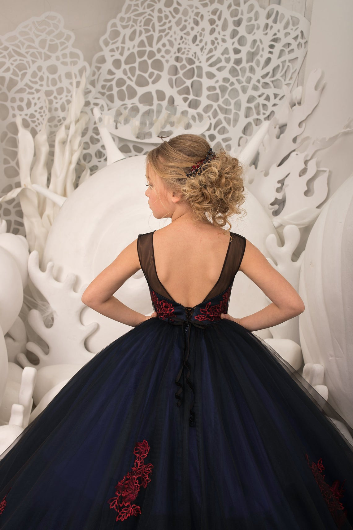 Pageant Tulle Flower Girl Gown Special Occasion Party Dress For Girls