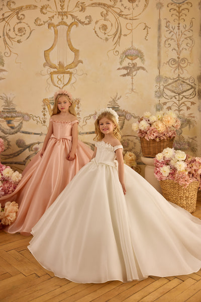 Blush Peach Ivory Ball Gown | Pentelei Couture Giavanna