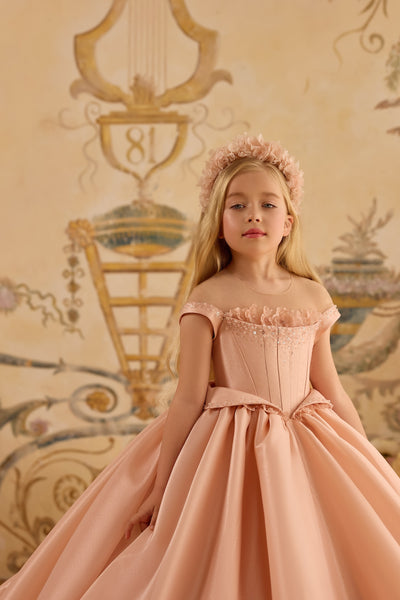 Blush Peach Ivory Ball Gown | Pentelei Couture Giavanna