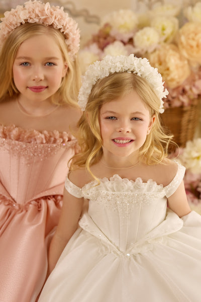 Blush Peach Ivory Ball Gown | Pentelei Couture Giavanna