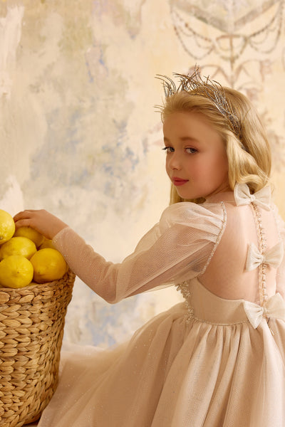 Cappucinno Sparkle Girls Dress | Pentelei Couture