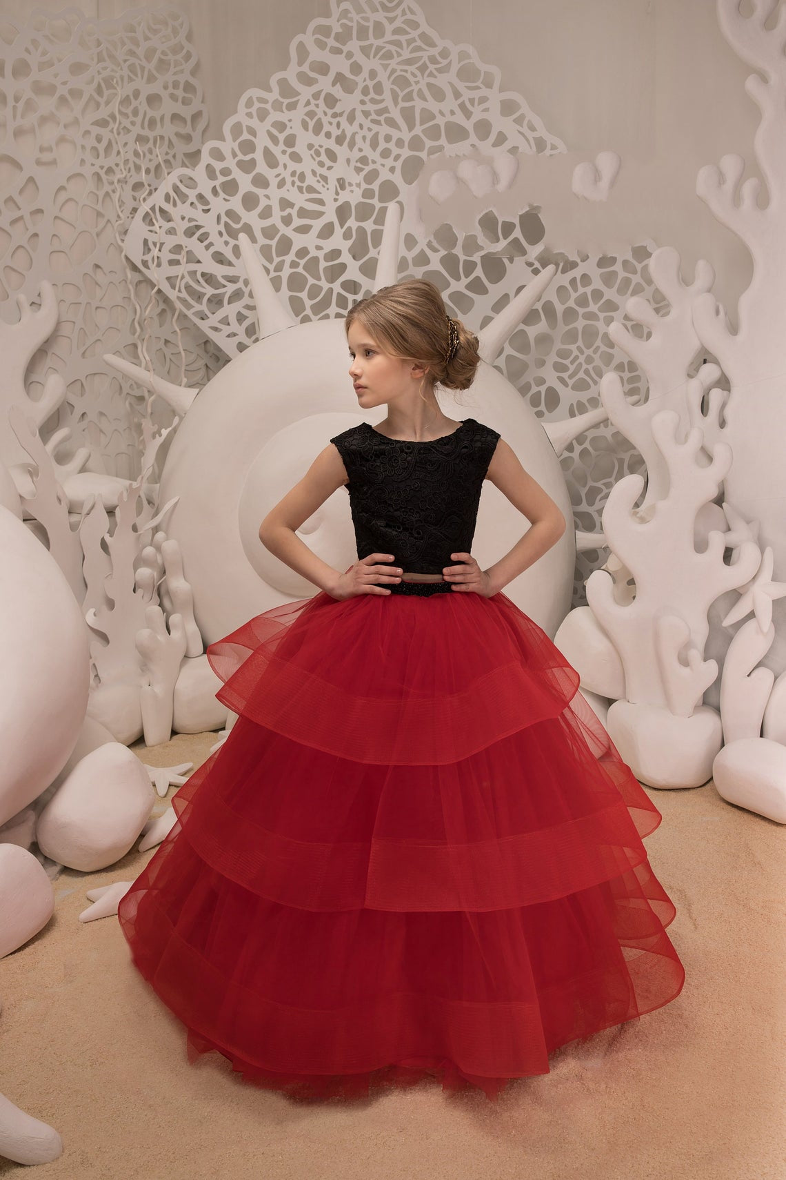 Gorgeous Wedding Flower Girl Dress Pageant Tulle Lace Formal Gown